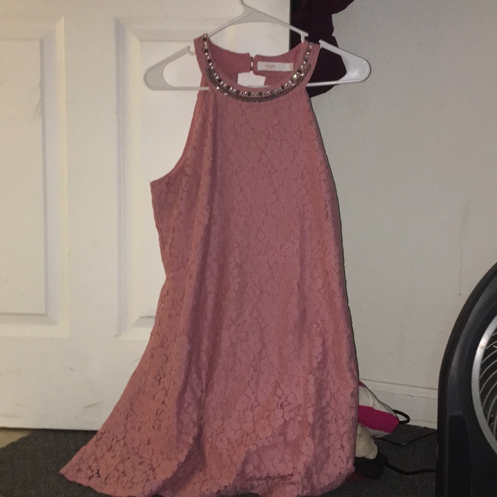 Pink lace formal dress